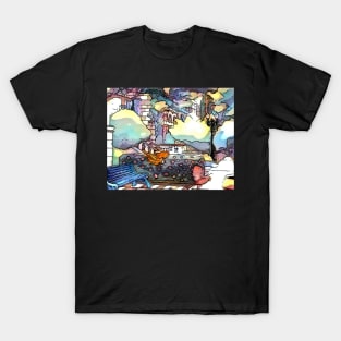 A blue park bench T-Shirt